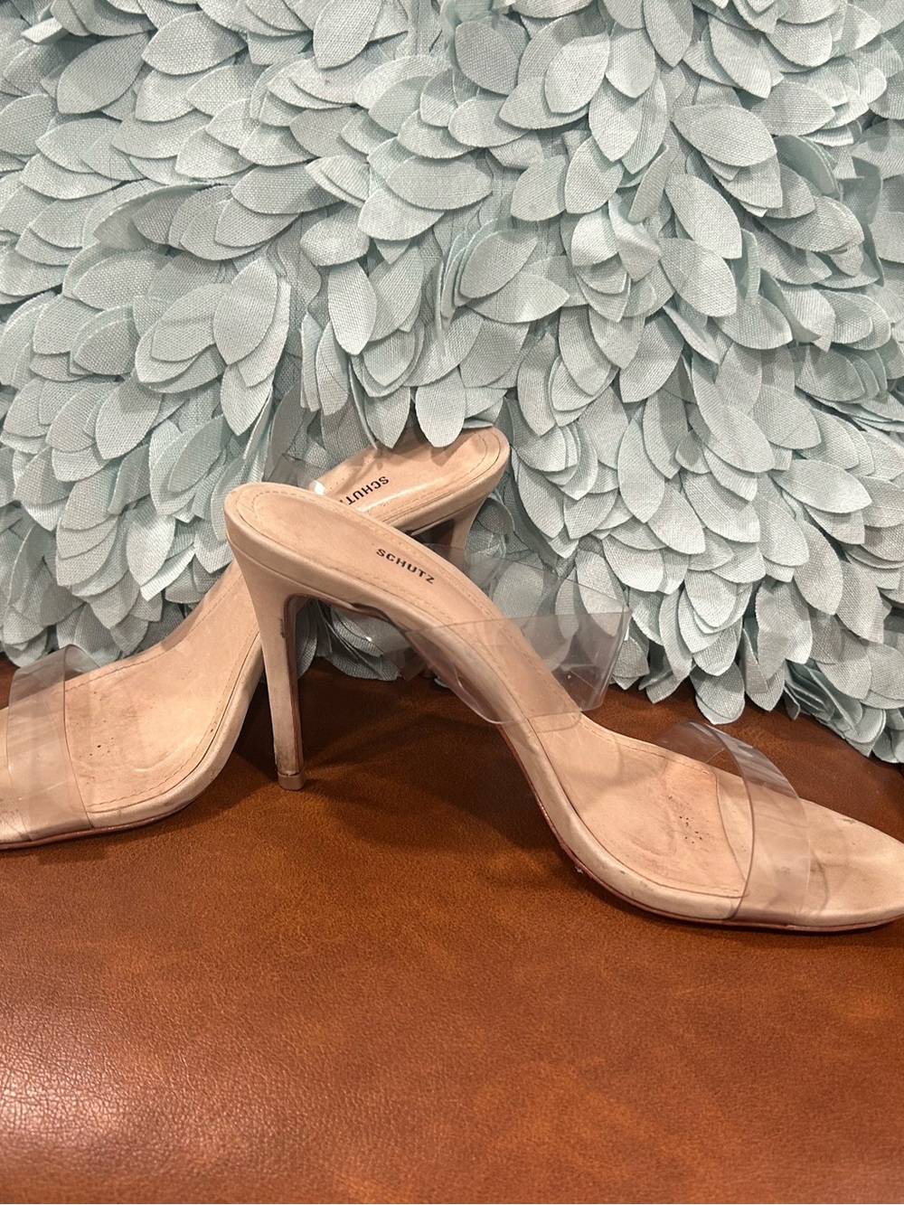 SCHUTZ Nude Clear Strap Stiletto Sandals